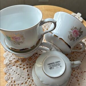 Floral Mug Set - White and Gold